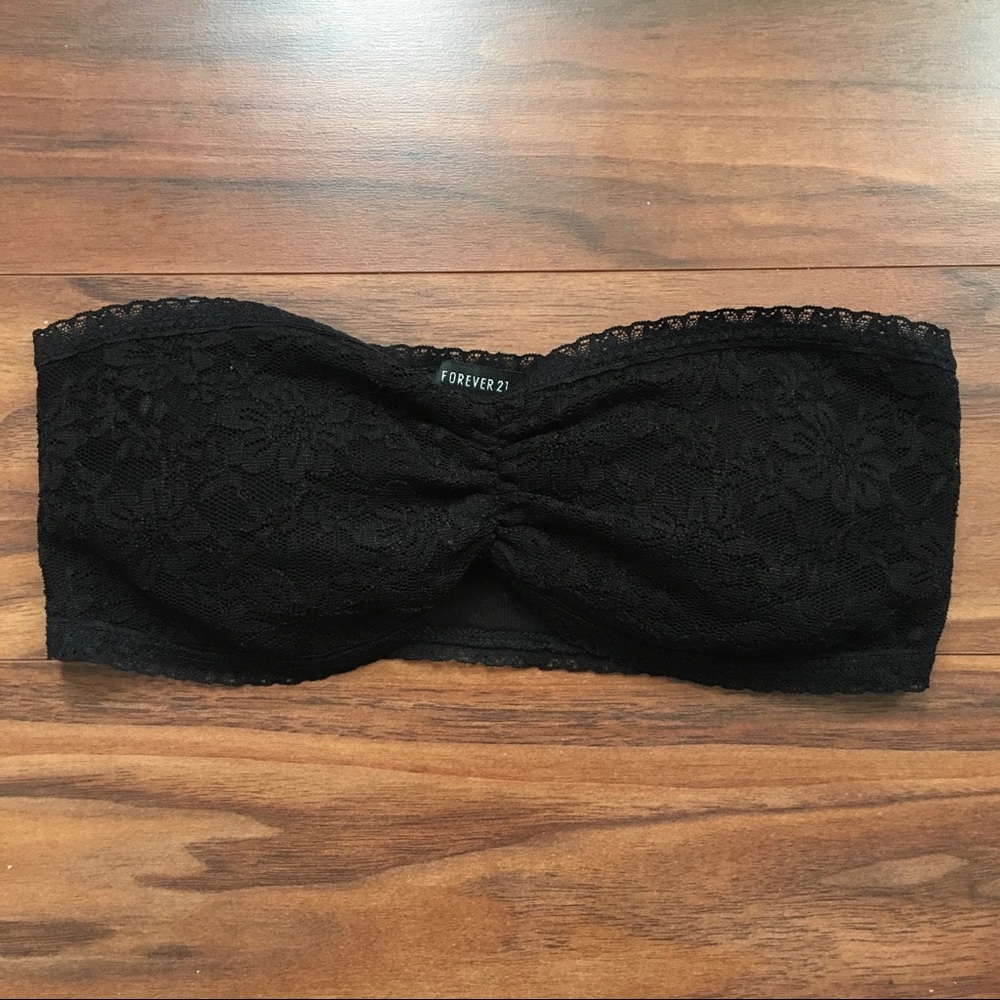 Forever 21 Black Lace Padded Bandeau Top